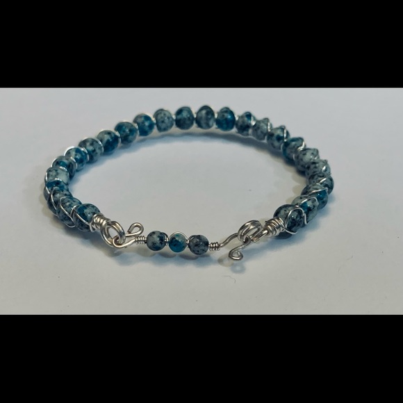 Gorgeous Wire Wrapped Blue Jasper Stone Bracelet - Picture 2 of 6